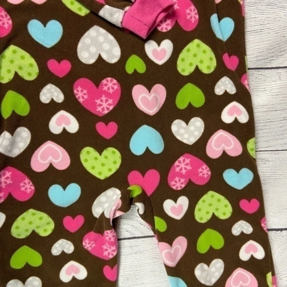 Child of Mine Pajamas Toddler Girls Size 5T Heart Print Fleece Footie PJs